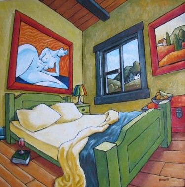 Peinture intitulée "Le lit défait" par François Brisson, Œuvre d'art originale
