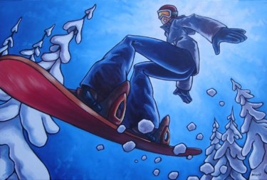 Peinture intitulée "Snowboard fun!" par François Brisson, Œuvre d'art originale