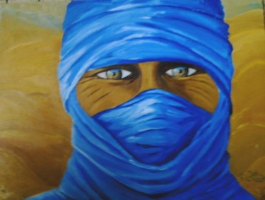 Peinture intitulée "Homme Bleu" par F. Claire, Œuvre d'art originale, Huile