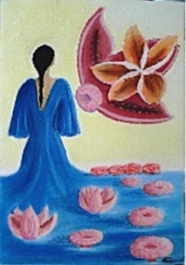 Peinture intitulée "Fleuve pastel" par F. Claire, Œuvre d'art originale, Huile