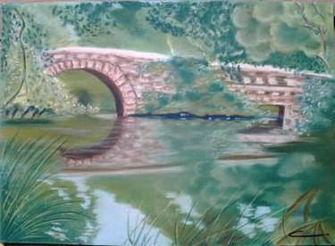 Painting titled "Pont de varieras pa…" by F. Claire, Original Artwork, Oil