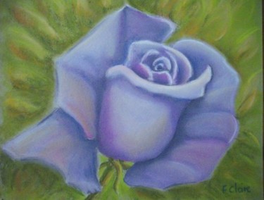 Peinture intitulée "Rose bleue" par F. Claire, Œuvre d'art originale, Huile