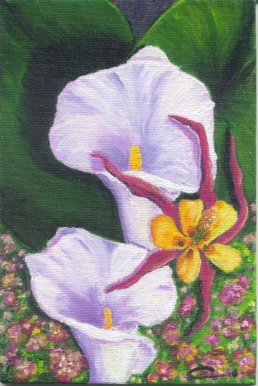 Painting titled "Arums" by F. Claire, Original Artwork, Oil