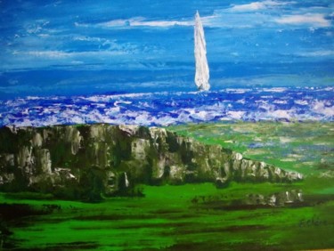 Peinture intitulée "Dans le lointain" par F. Claire, Œuvre d'art originale, Huile