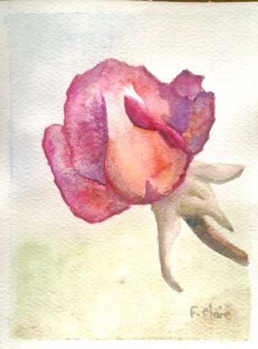 Peinture intitulée "Rose d avril" par F. Claire, Œuvre d'art originale, Huile