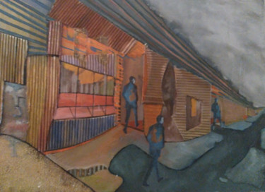 Schilderij getiteld "Paisaje Urbano" door Redvanart, Origineel Kunstwerk, Olie