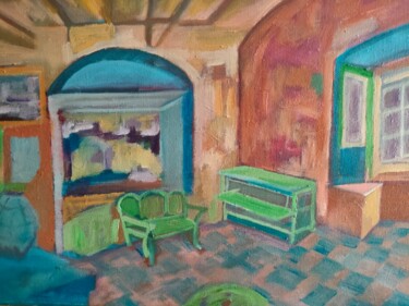 Painting titled "Habitación" by Redvanart, Original Artwork, Oil