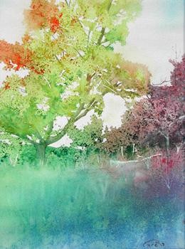 Peinture intitulée "arbres en DRÔME" par Francis Cordina, Œuvre d'art originale