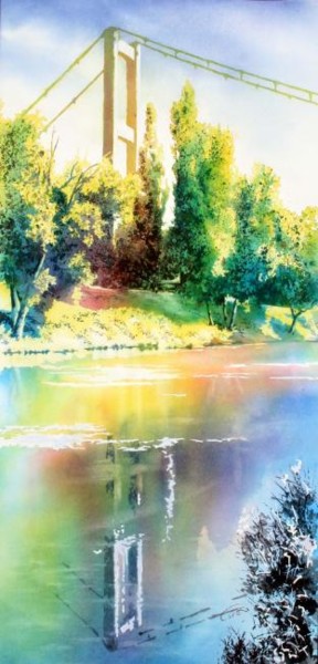 Peinture intitulée "Pont de Vernaison 2" par Francis Cordina, Œuvre d'art originale