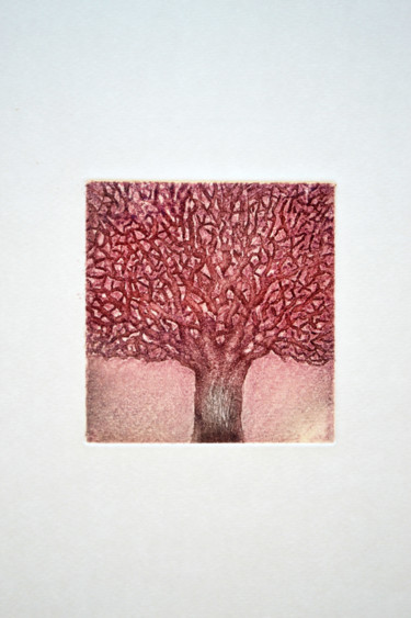 Estampas & grabados titulada "carré rouge" por François Crinel, Obra de arte original, Grabado