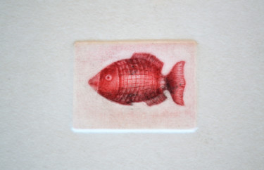 Impressões e gravuras intitulada "Petit poisson rouge" por François Crinel, Obras de arte originais, Gravação