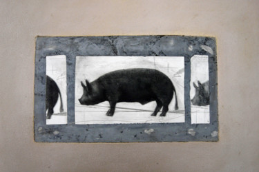 Printmaking titled "Three little pigs" by François Crinel, Original Artwork, Engraving