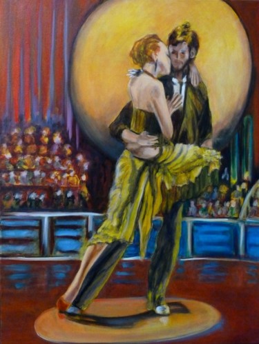 Painting titled "Tango amorozo" by Françoise Daloz-Combe, Original Artwork, Oil Mounted on Wood Stretcher frame