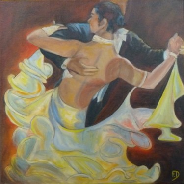Painting titled "Quickstep aux volan…" by Françoise Daloz-Combe, Original Artwork, Oil Mounted on Wood Stretcher frame