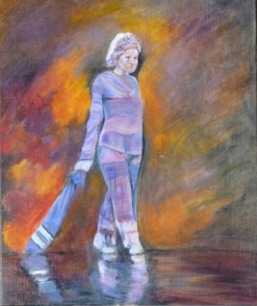 Painting titled "Danseuse Caroline,…" by Françoise Daloz-Combe, Original Artwork, Oil Mounted on Wood Stretcher frame