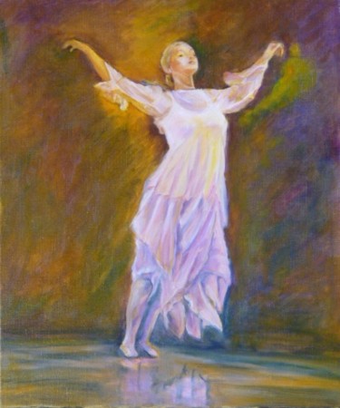 Painting titled "Danseuse Caroline,…" by Françoise Daloz-Combe, Original Artwork, Oil Mounted on Wood Stretcher frame