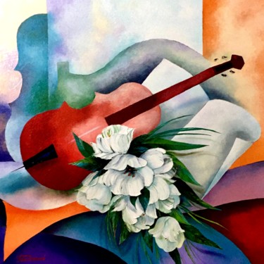 Peinture intitulée "violonissimo-90x90.…" par Francoise De Beauce, Œuvre d'art originale, Huile