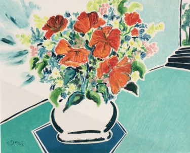Peinture intitulée "Bouquet rouge" par Francis Denis, Œuvre d'art originale, Huile