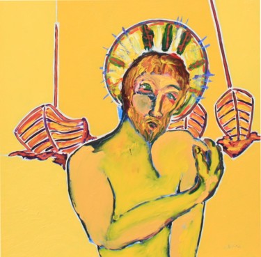 Peinture intitulée "Christ aux trois ba…" par Francis Denis, Œuvre d'art originale