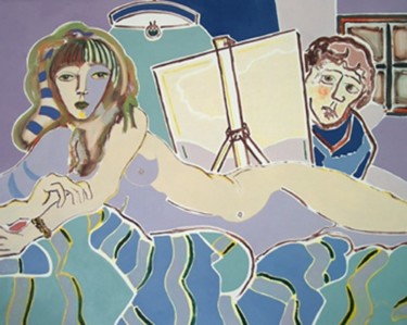 Peinture intitulée "Le peintre et son m…" par Francis Denis, Œuvre d'art originale