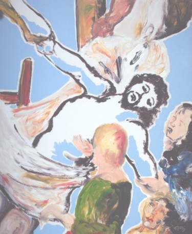 Painting titled "Descente de croix…" by Francis Denis, Original Artwork