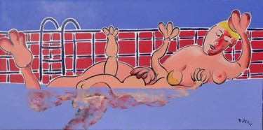 Painting titled "Maternité à la pisc…" by Francis Denis, Original Artwork, Oil