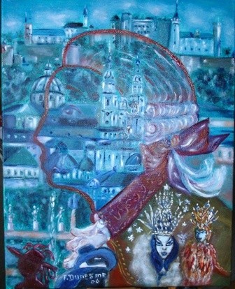 Peinture intitulée "MOZART,SALZBOURG et…" par Françoise Dunesme, Œuvre d'art originale