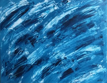 Painting titled "Vagues déchainées" by Fèby, Original Artwork, Acrylic Mounted on Wood Stretcher frame