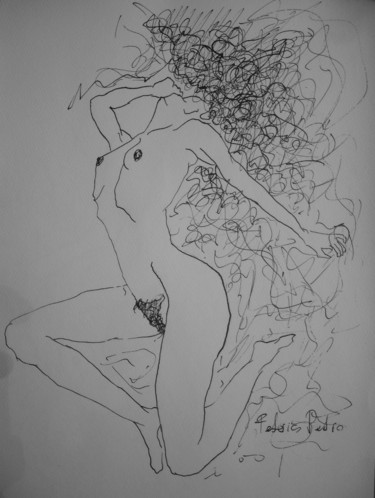 Dibujo titulada "Desnudo IV" por Federico Pedro, Obra de arte original, Tinta