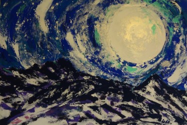 Pittura intitolato "La Luna sul Mucrone" da Fede - Emozioni Dipinte, Opera d'arte originale, Acrilico