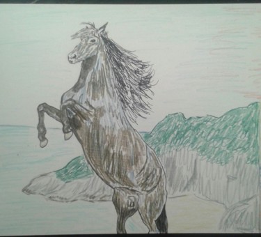 Pittura intitolato "Cavallo" da Federico Barbieri, Opera d'arte originale, Pastello