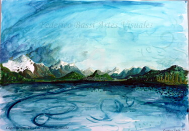 Painting titled "Playa del Viento de…" by Federico Bassi (fester), Original Artwork, Watercolor Mounted on Glass