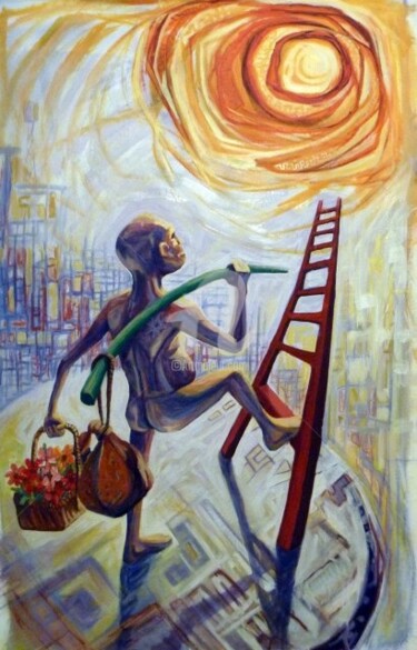 "Hijos del sol" başlıklı Tablo Federico Bassi (fester) tarafından, Orijinal sanat, Petrol