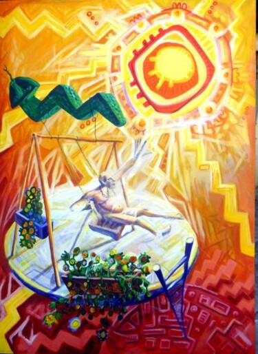 Pintura titulada "Hijos del sol paisa…" por Federico Bassi (fester), Obra de arte original, Oleo