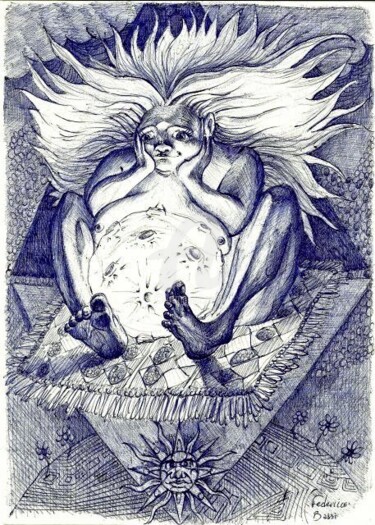 Pintura titulada "GORDITA LUNA" por Federico Bassi (fester), Obra de arte original, Oleo
