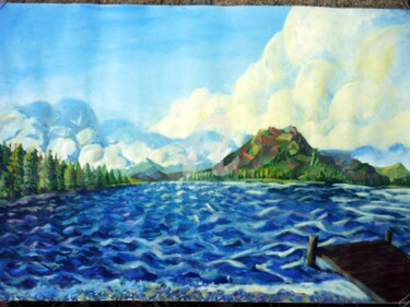 Painting titled "Lago Gutierrez Bari…" by Federico Bassi (fester), Original Artwork, Acrylic