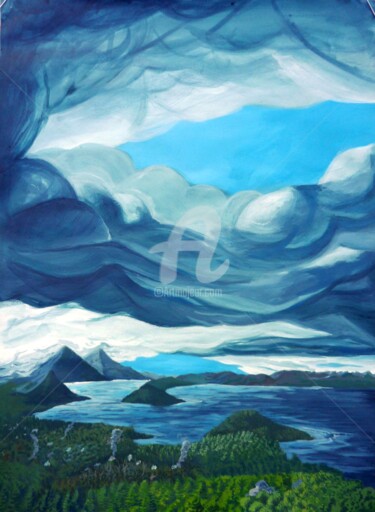 Painting titled "Lago Nahuel Huapi B…" by Federico Bassi (fester), Original Artwork, Oil