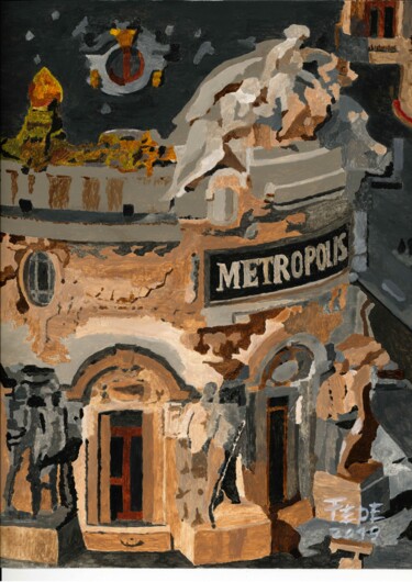 Картина под названием "Metrópolis" - Federico José Rivas Moreno, Подлинное произведение искусства, Акрил