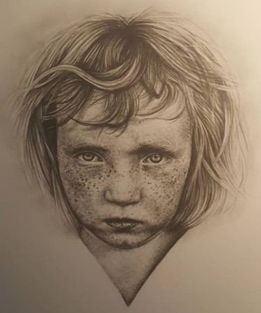 Dessin intitulée "Bimbo" par Federico Marcello, Œuvre d'art originale, Graphite Monté sur Plexiglas