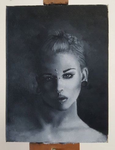 Painting titled "Zully" by Federico Marcello, Original Artwork, Oil Mounted on Wood Panel