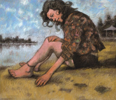 Dessin intitulée "De l'autre côté de…" par Federico Milano, Œuvre d'art originale, Pastel