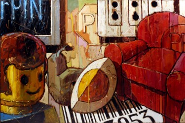Pittura intitolato "Interno riciclabile" da Federico Pisciotta, Opera d'arte originale, Olio Montato su Telaio per barella i…