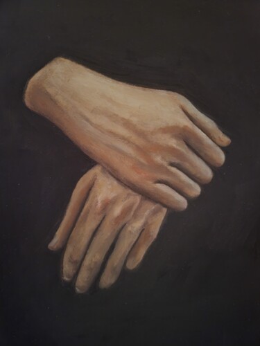 Malerei mit dem Titel "Crossed hands" von Federico Rizzo, Original-Kunstwerk, Öl