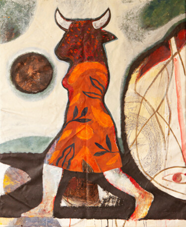Картина под названием "Minotaura" - Federico Womb, Подлинное произведение искусства, Масло