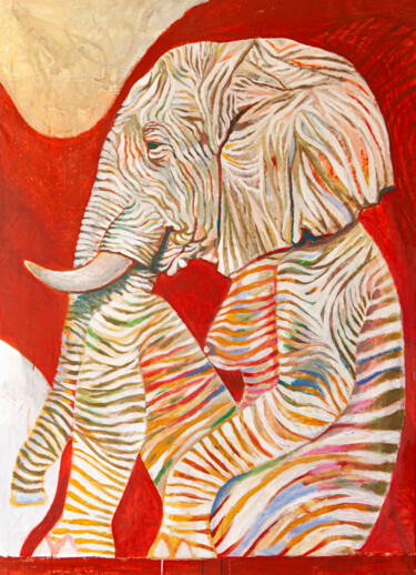 Painting titled "Donna Elefante" by Federico Womb, Original Artwork, Oil