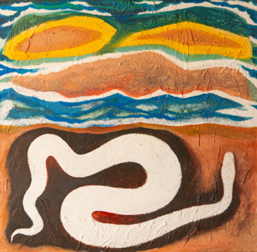 Peinture intitulée "Serpente in riva al…" par Federico Womb, Œuvre d'art originale, Huile