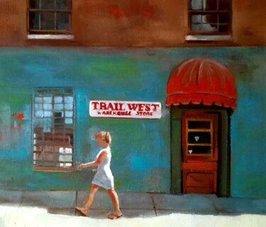 Painting titled "Trail West" by Federika Di Maggio, Original Artwork, Oil Mounted on Wood Stretcher frame