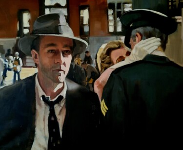 Painting titled "Officer and Gentlem…" by Federika Di Maggio, Original Artwork, Oil Mounted on Wood Stretcher frame