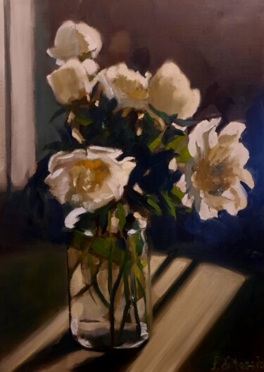 Painting titled "BLOSSOM" by Federika Di Maggio, Original Artwork, Oil Mounted on Wood Stretcher frame