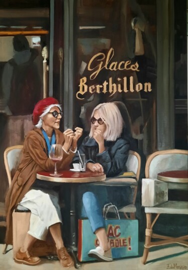 Painting titled "HAPPY HOUR" by Federika Di Maggio, Original Artwork, Oil Mounted on Wood Stretcher frame